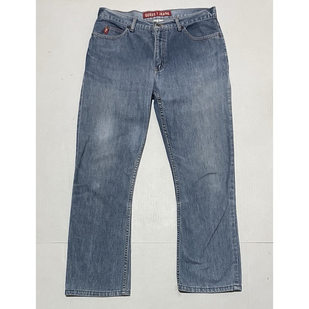 Vintage Guess Jeans USA American Tradition Mens 31x27 Light Wash Straight Denim